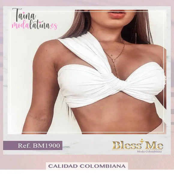 Top Crop Blanco Blusa de Moda Colombiana
